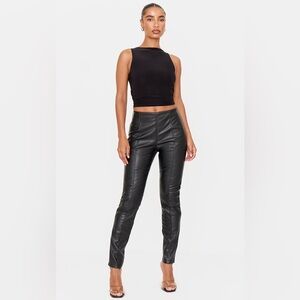 PrettyLittleThing BLACK FAUX LEATHER STRETCH LEGGINGS